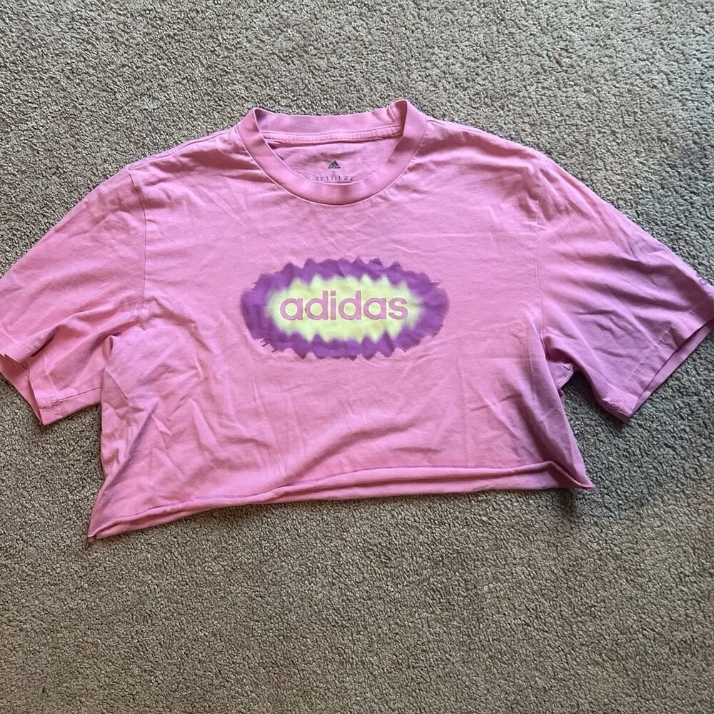 Adidas Pink Graphic Cropped Tee